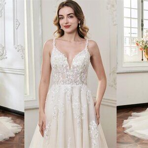 Darius Cordell - WT4860 - empire waist a-line wedding gown with shoulder straps